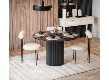 Stół jadalniany Roma,okrągły,czarny marmur Ø120cm,drewno czarne