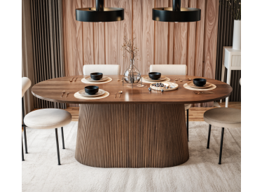 Stół jadalniany Matera,owalny,blat brązowy 200cmx100cm,drewno brązowe