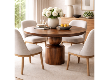 Marmoholz Perugia – Stół do jadalni | Ciemny Brąz Mango | Ø120 cm