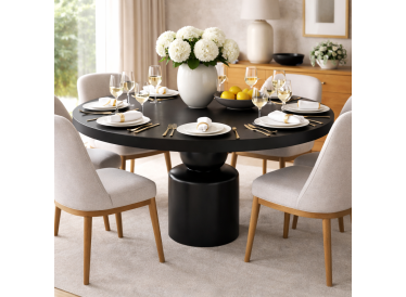 Marmoholz Perugia – Stół do jadalni | Czarny Mango | Ø140 cm
