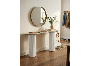 Konsola - Marmoholz Atrani | Szary Marmur & Białe Mango | 160 cm