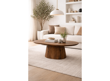 Marmoholz Montemerano Legno – Stolik Kawowy Owalny | Brązowy Mango | 120 x 70 cm