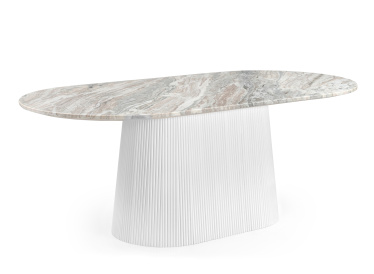 Stół jadalniany Verona,owalny,szary marmur 200cmx100cm,drewno białe