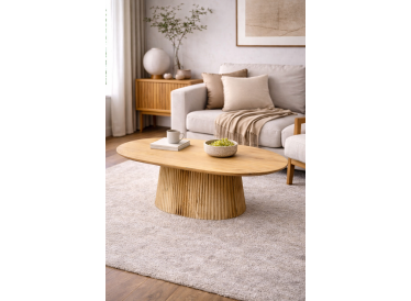 Marmoholz Montemerano Legno – Stolik Kawowy Owalny | Jasny Mango | 120 x 70 cm