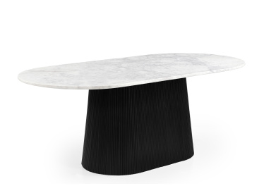 Stół jadalniany Verona,owalny,biały marmur 200cmx100cm,drewno czarne
