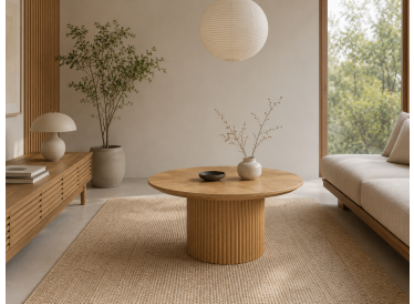 Marmoholz Roma Legno – Stolik Kawowy | Bielony Mango | Ø70 cm