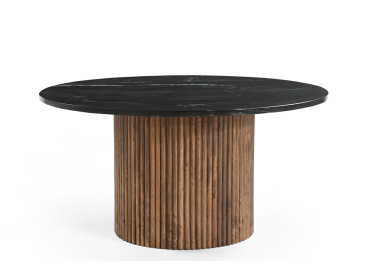Stolik Roma, okrągły,czarny marmur Ø80cm,drewno brązowe