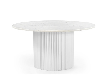 Stolik Roma, okrągły,biały marmur Ø80cm,drewno białe
