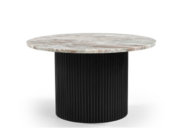 Stolik Roma,okrągły,szary marmur Ø80cm,drewno czarne