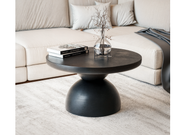 Stolik Sovana,okrągły, lite drewno czarne Ø70cm