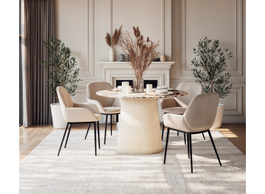 Stół Scanno,okrągły,szary marmur Ø120cm,drewno bielone