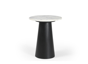 Stolik Trento,okrągły,biały marmur Ø40cm,drewno czarne