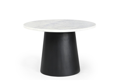 Stolik Trento,okrągły,biały marmur Ø60cm,drewno czarne