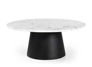 Stolik Trento, okrągły,biały marmur Ø80cm,drewno czarne