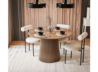 Stół jadalniany Bellagio,okrągły,drewniany Ø120cm,drewno brązowe