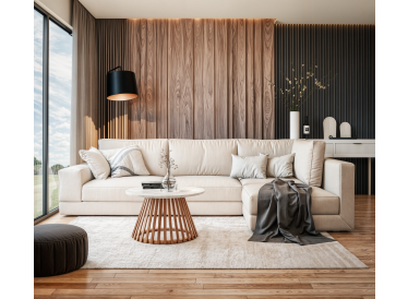 Stolik Lucca, okrągły, szary marmur Ø70cm, drewno brązowe