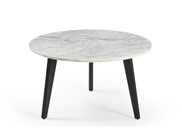 Stolik Modena,okrągły,biały marmur Ø70cm,drewno czarne