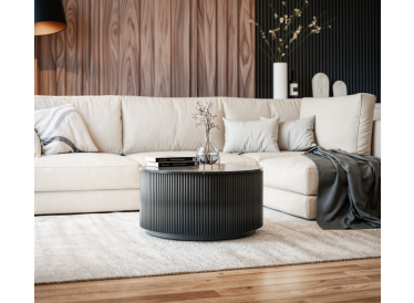 Stolik Treviso, okrągły,czarny marmur Ø70cm,drewno czarne