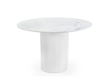 Stół jadalniany Roma,okrągły,biały marmur Ø120cm,drewno białe